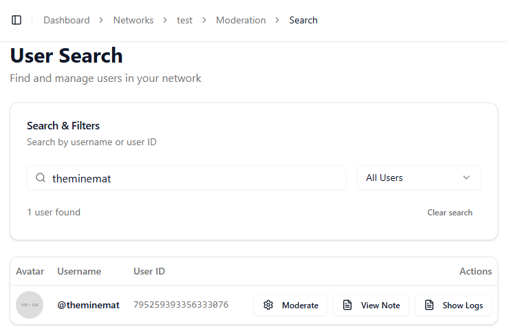 Obserra dashboard — search view